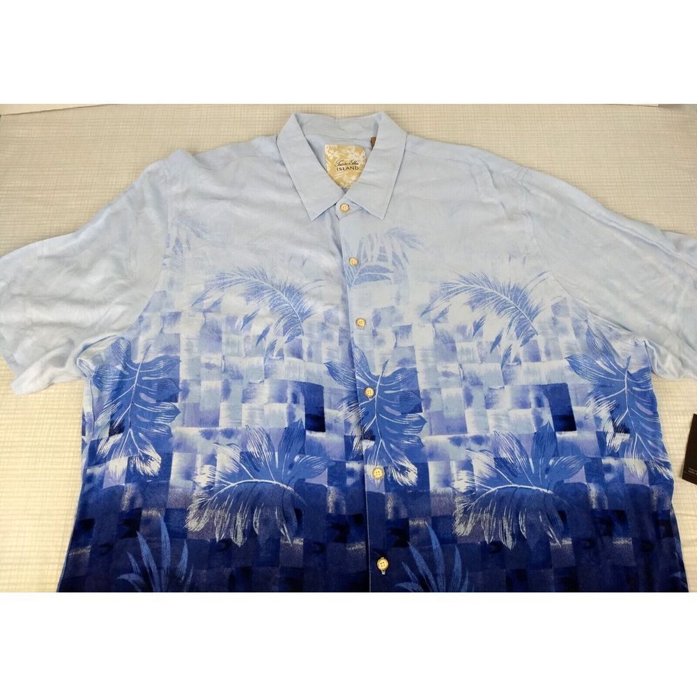 Tasso Elba Island Ombre Shirt Men XXL Rayon Button Up Blue Hawaiian 2XL NWT READ - Picture 4 of 16